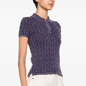 Polo by Ralph Lauren Purple Fitted Ribbed Button Down Shirt
